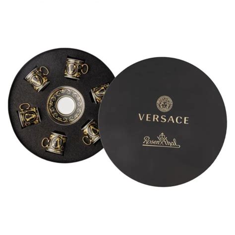 Set 6 cesti cu farfurii pentru espresso, 100 ml, Virtus Gala Black 